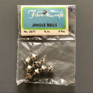 Vintage Deadstock Fiber Crafts 3/8" Jingle Bells Craft Supplies NWT